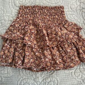 STATE Floral Mini Skirt in Brown and Pink